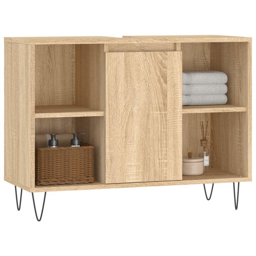 Badkamerkast 80X33X60 Cm Bewerkt Hout Kleurig Sonoma eiken