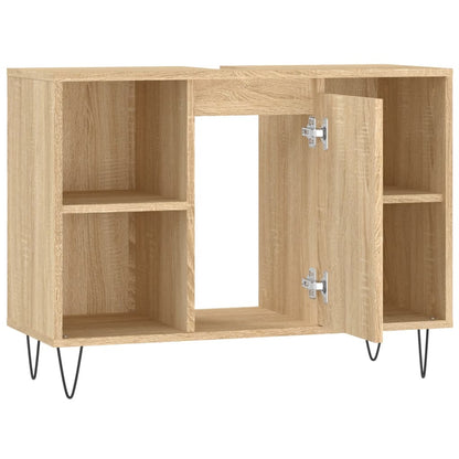 Badkamerkast 80X33X60 Cm Bewerkt Hout Kleurig Sonoma eiken
