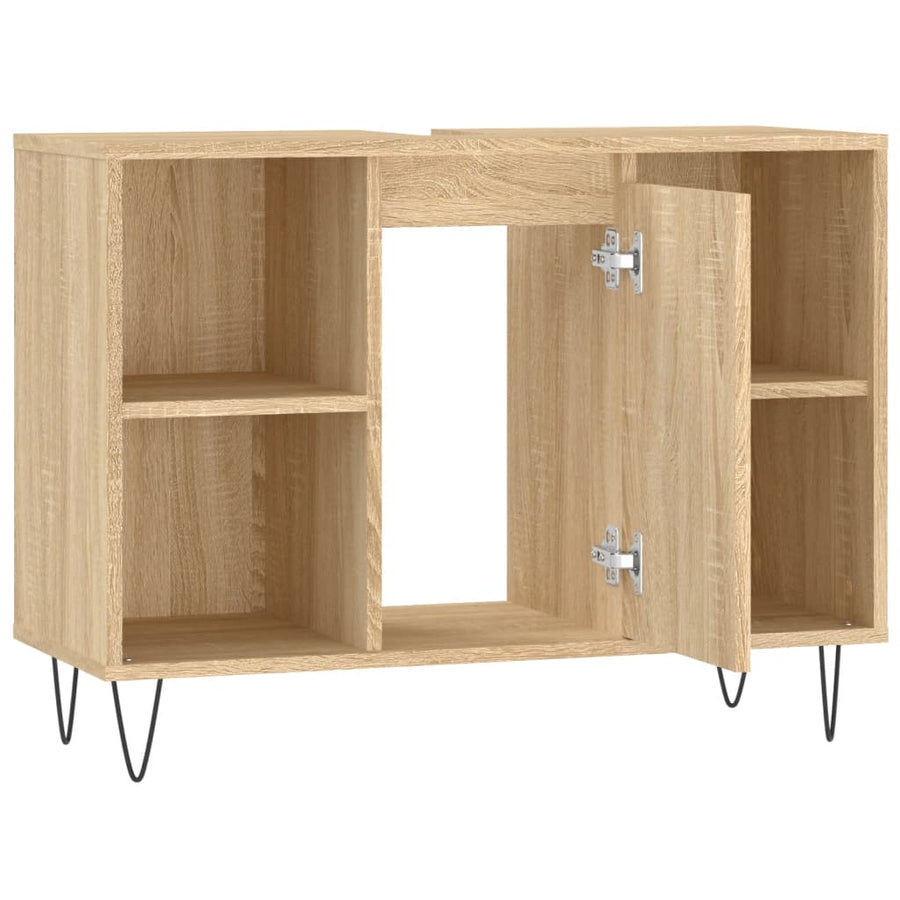 Badkamerkast 80X33X60 Cm Bewerkt Hout Kleurig Sonoma eiken