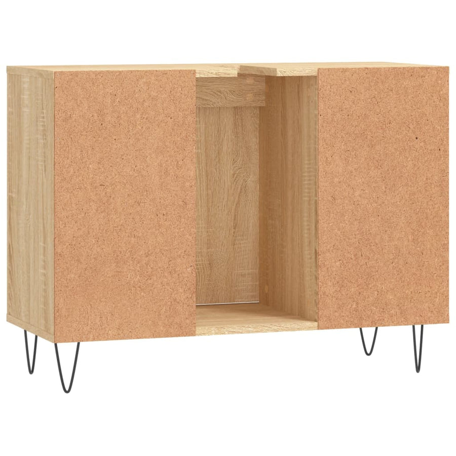 Badkamerkast 80X33X60 Cm Bewerkt Hout Kleurig Sonoma eiken