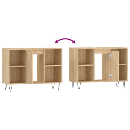 Badkamerkast 80X33X60 Cm Bewerkt Hout Kleurig Sonoma eiken