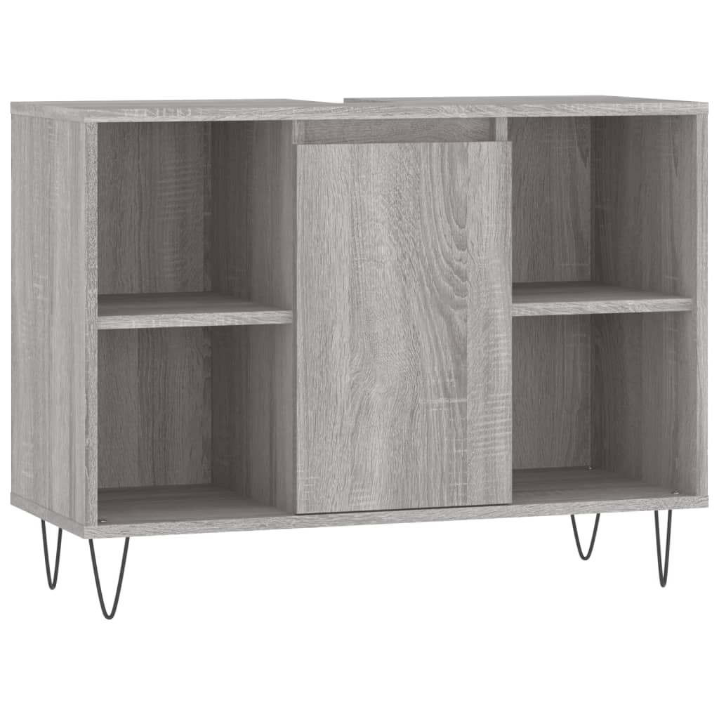 Badkamerkast 80X33X60 Cm Bewerkt Hout Eikenkleurig Grijs sonoma