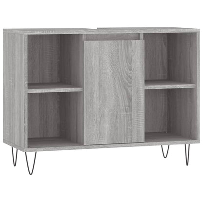 Badkamerkast 80X33X60 Cm Bewerkt Hout Eikenkleurig Grijs sonoma