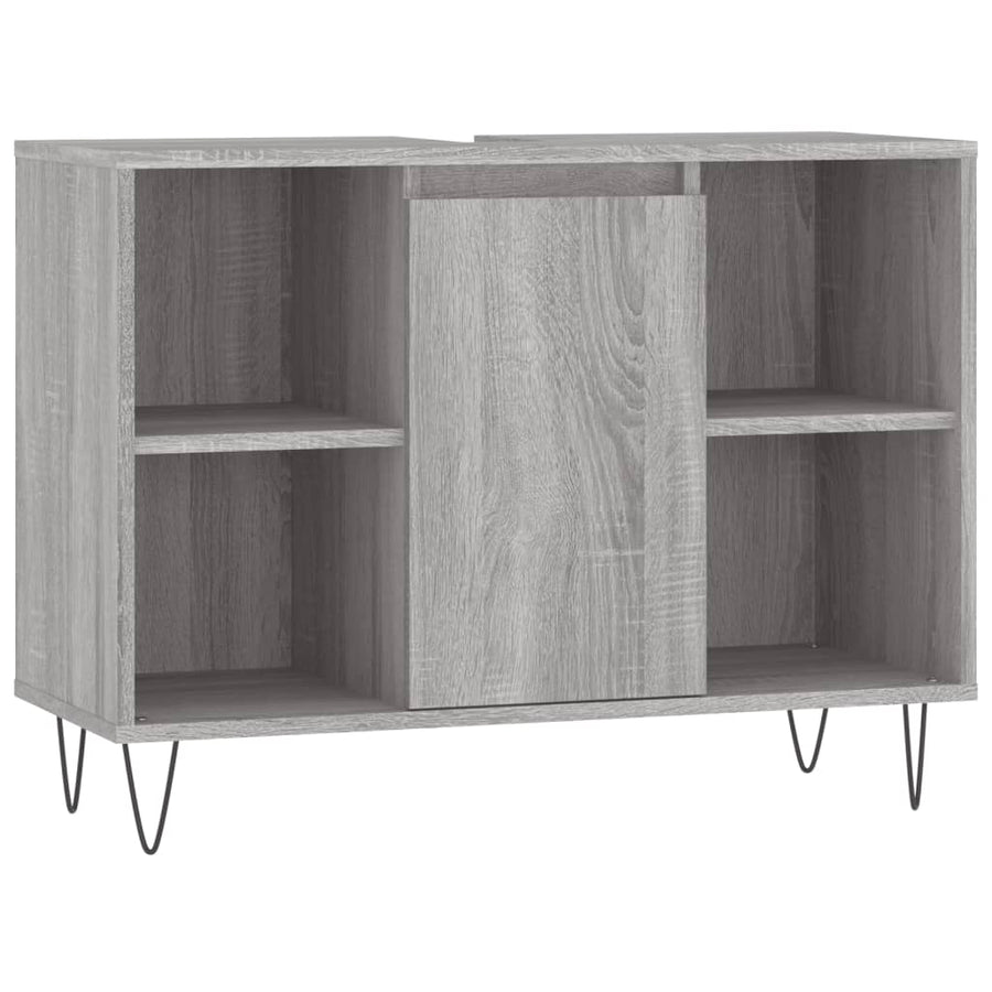 Badkamerkast 80X33X60 Cm Bewerkt Hout Eikenkleurig Grijs sonoma
