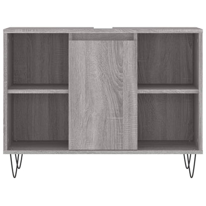 Badkamerkast 80X33X60 Cm Bewerkt Hout Eikenkleurig Grijs sonoma