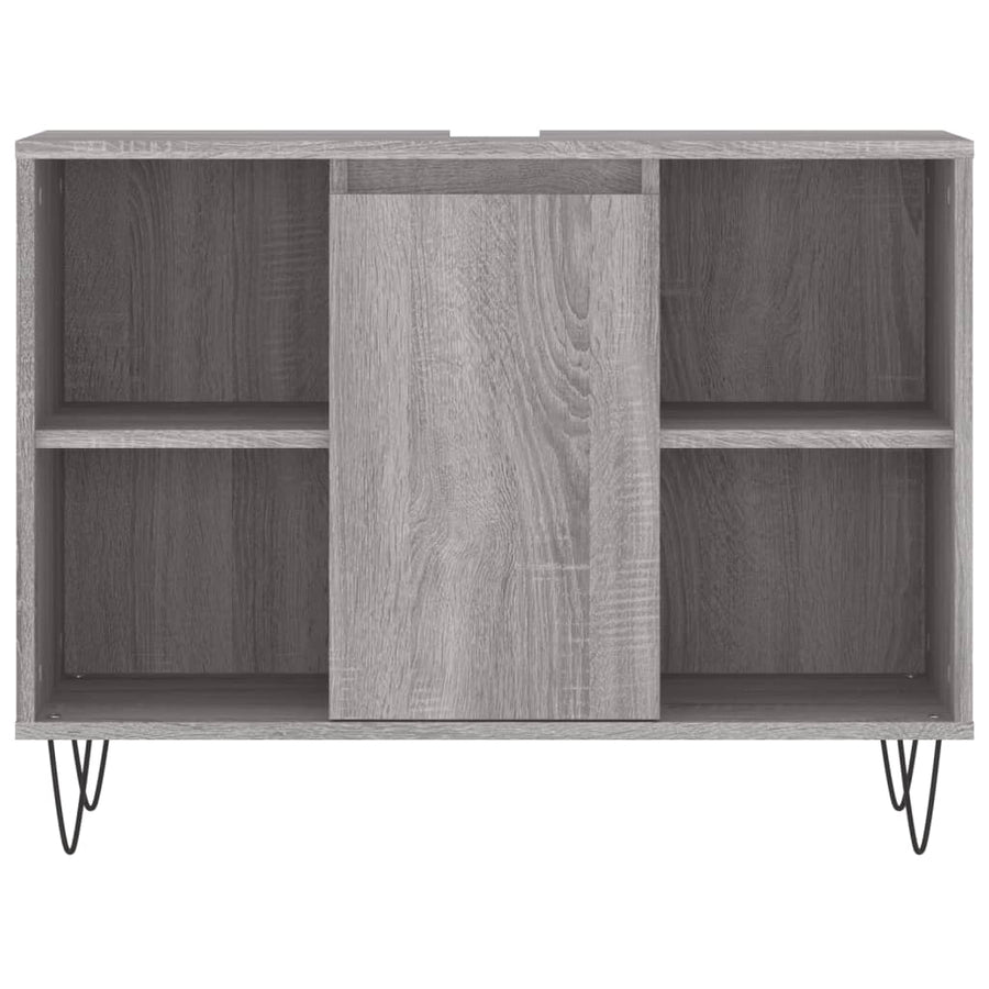 Badkamerkast 80X33X60 Cm Bewerkt Hout Eikenkleurig Grijs sonoma