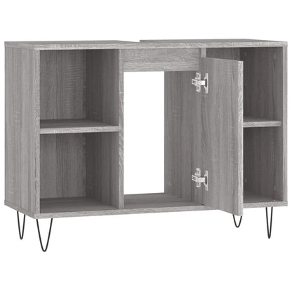 Badkamerkast 80X33X60 Cm Bewerkt Hout Eikenkleurig Grijs sonoma