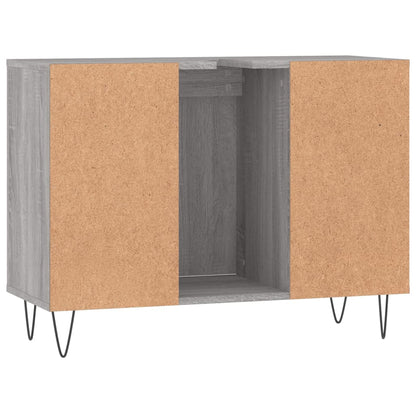 Badkamerkast 80X33X60 Cm Bewerkt Hout Eikenkleurig Grijs sonoma