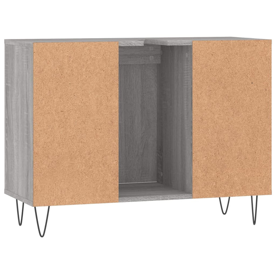 Badkamerkast 80X33X60 Cm Bewerkt Hout Eikenkleurig Grijs sonoma