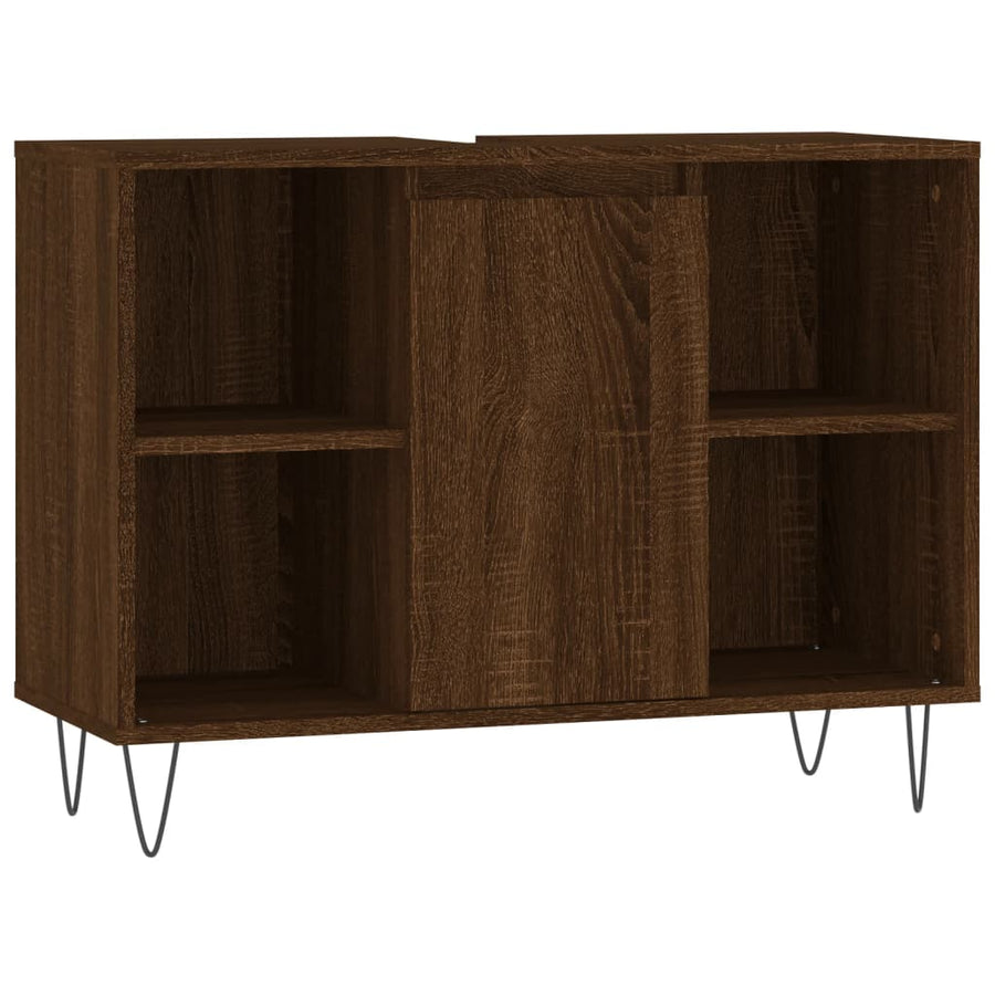 Badkamerkast 80X33X60 Cm Bewerkt Hout bruin eikenkleur