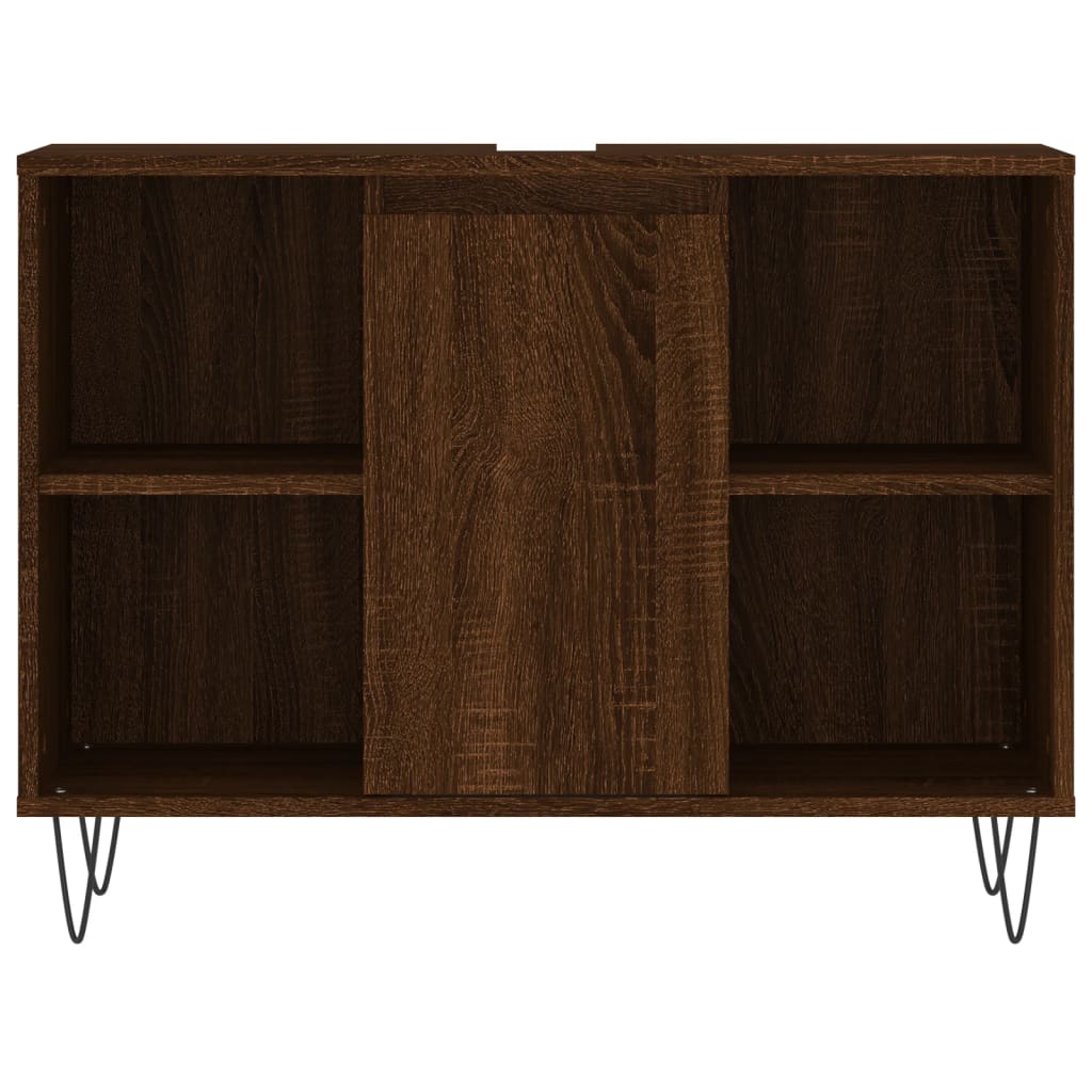 Badkamerkast 80X33X60 Cm Bewerkt Hout bruin eikenkleur