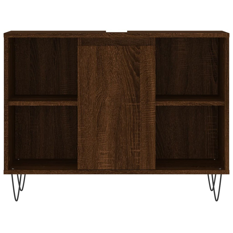 Badkamerkast 80X33X60 Cm Bewerkt Hout bruin eikenkleur