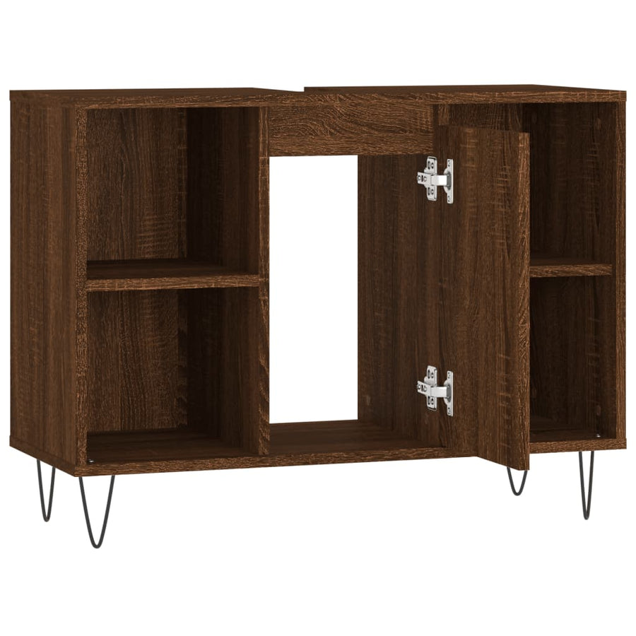 Badkamerkast 80X33X60 Cm Bewerkt Hout bruin eikenkleur