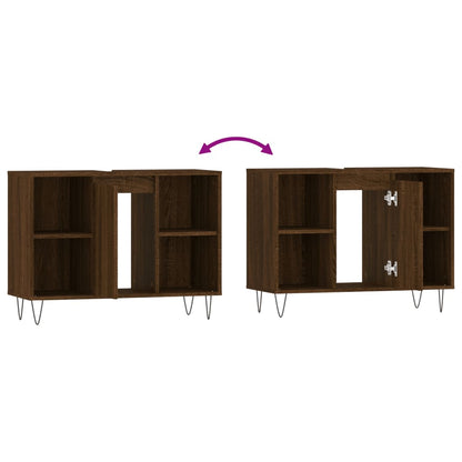 Badkamerkast 80X33X60 Cm Bewerkt Hout bruin eikenkleur