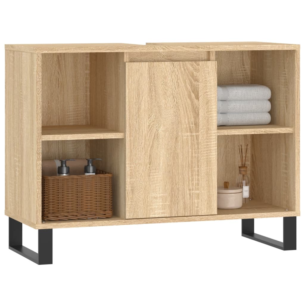Badkamerkast 80X33X60 Cm Bewerkt Hout Kleurig Sonoma eiken