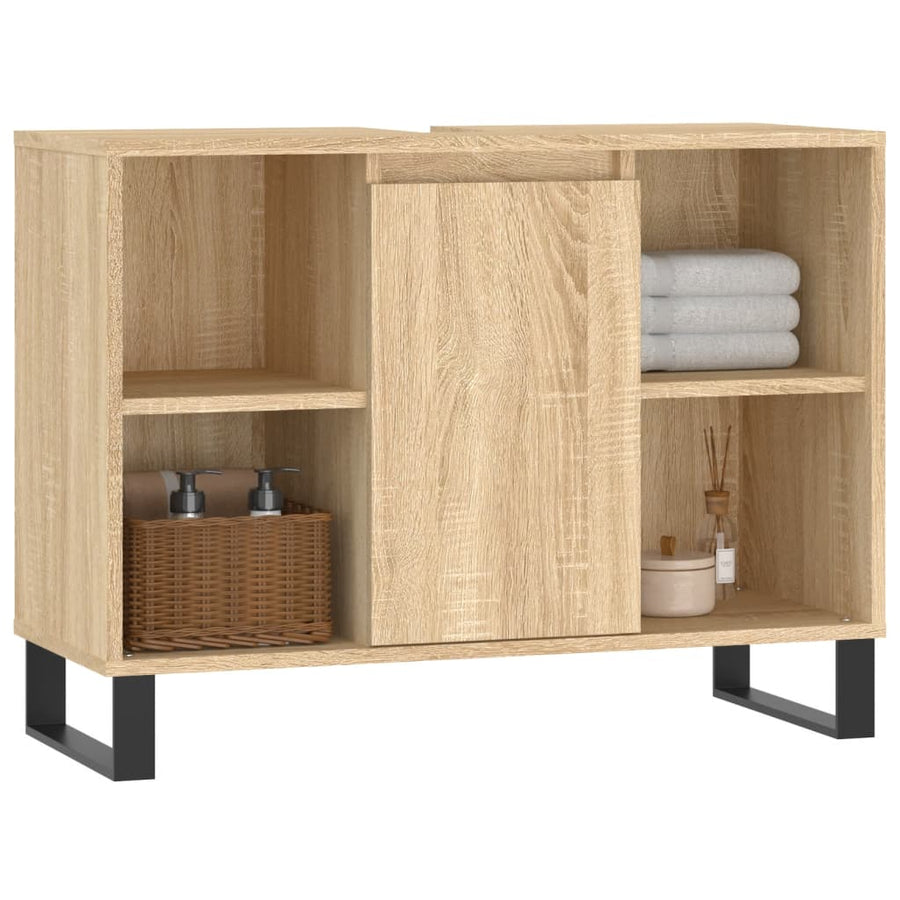 Badkamerkast 80X33X60 Cm Bewerkt Hout Kleurig Sonoma eiken