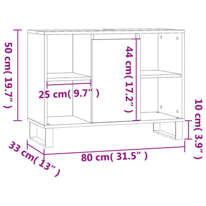 Badkamerkast 80X33X60 Cm Bewerkt Hout Kleurig Sonoma eiken