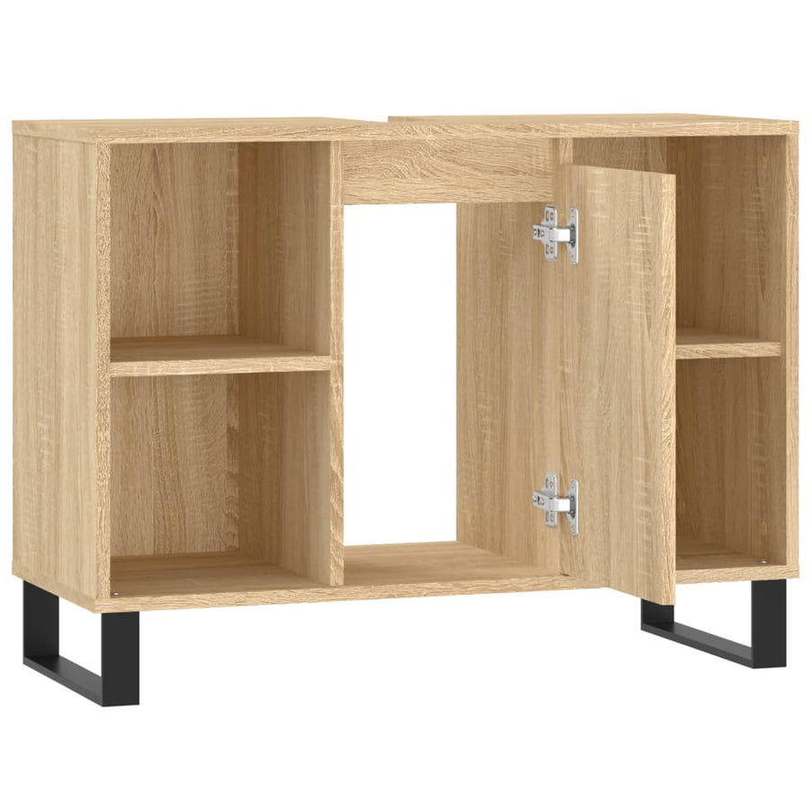Badkamerkast 80X33X60 Cm Bewerkt Hout Kleurig Sonoma eiken