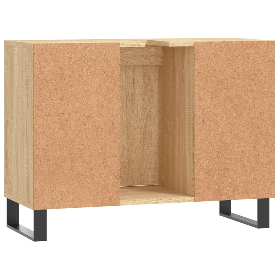 Badkamerkast 80X33X60 Cm Bewerkt Hout Kleurig Sonoma eiken
