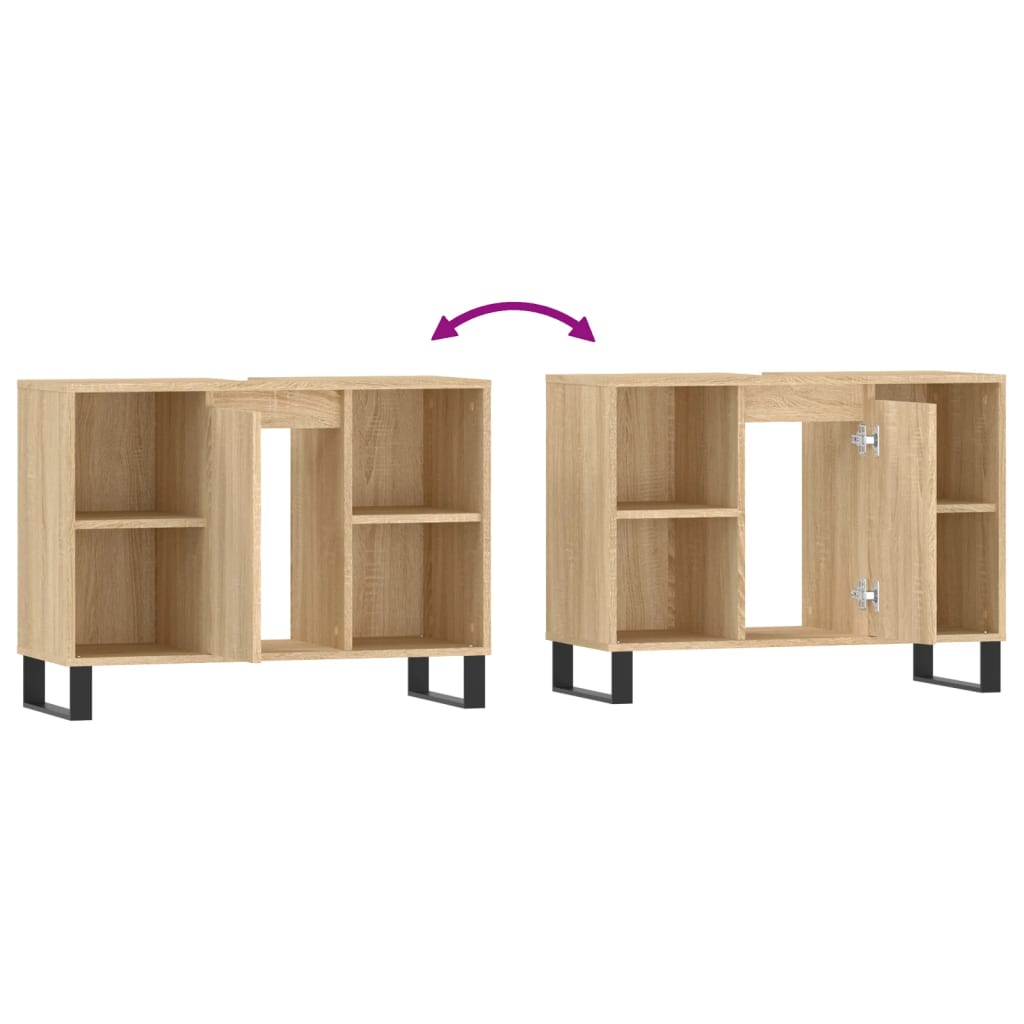 Badkamerkast 80X33X60 Cm Bewerkt Hout Kleurig Sonoma eiken