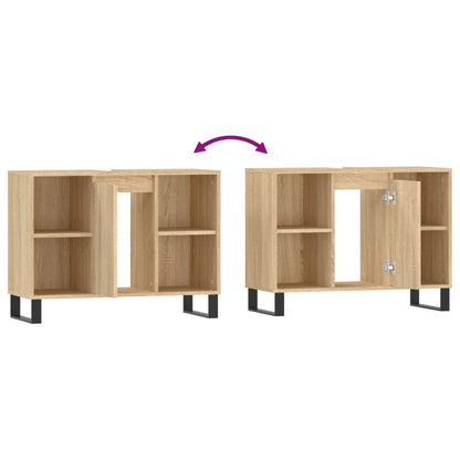 Badkamerkast 80X33X60 Cm Bewerkt Hout Kleurig Sonoma eiken