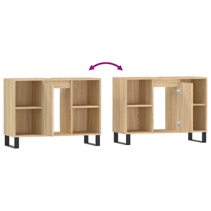 Badkamerkast 80X33X60 Cm Bewerkt Hout Kleurig Sonoma eiken