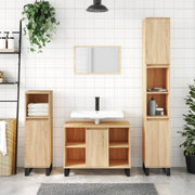 Badkamerkast 80x33x60 cm bewerkt hout sonoma eiken