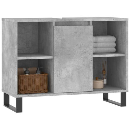 Badkamerkast 80X33X60 Cm Bewerkt Hout Betongrijs
