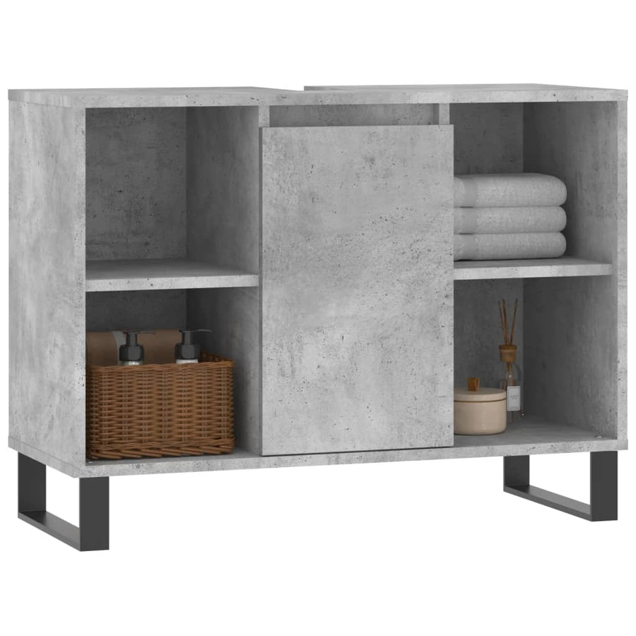 Badkamerkast 80X33X60 Cm Bewerkt Hout Betongrijs