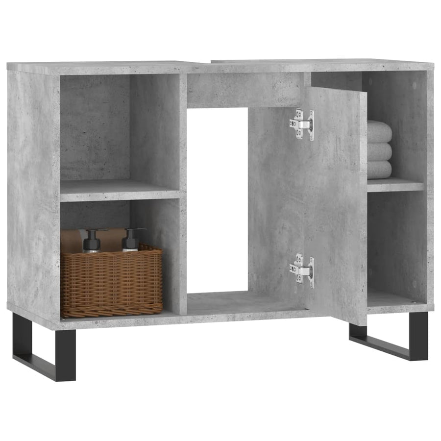 Badkamerkast 80X33X60 Cm Bewerkt Hout Betongrijs