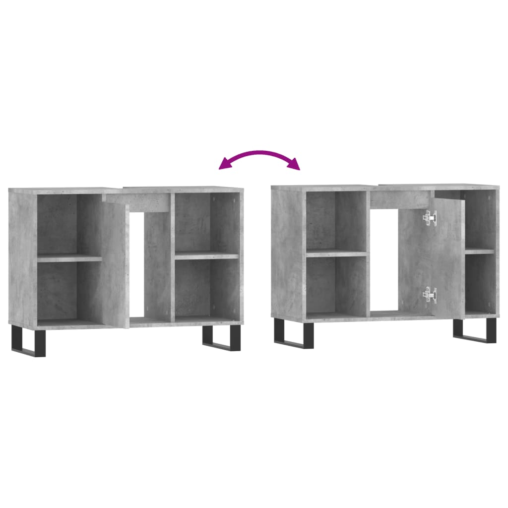 Badkamerkast 80X33X60 Cm Bewerkt Hout Betongrijs