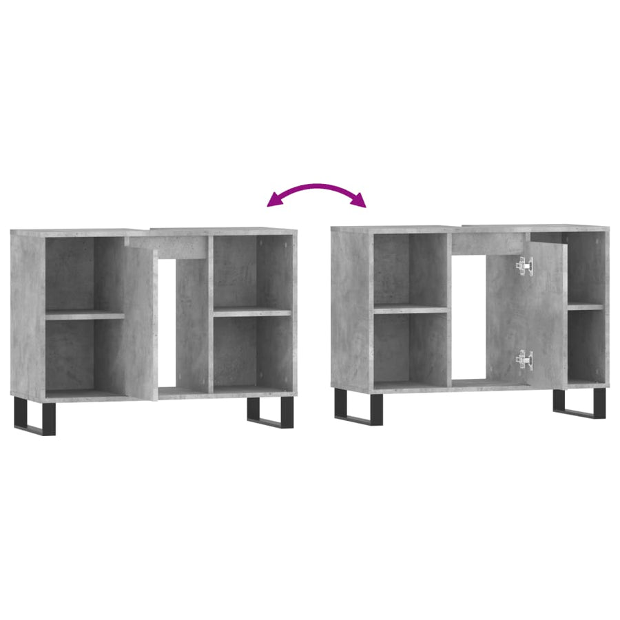 Badkamerkast 80X33X60 Cm Bewerkt Hout Betongrijs