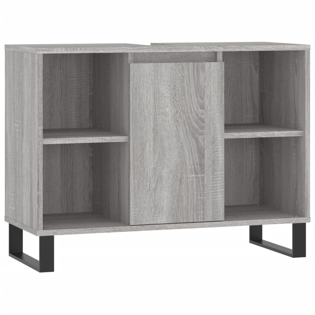Badkamerkast 80X33X60 Cm Bewerkt Hout Eikenkleurig Grijs sonoma