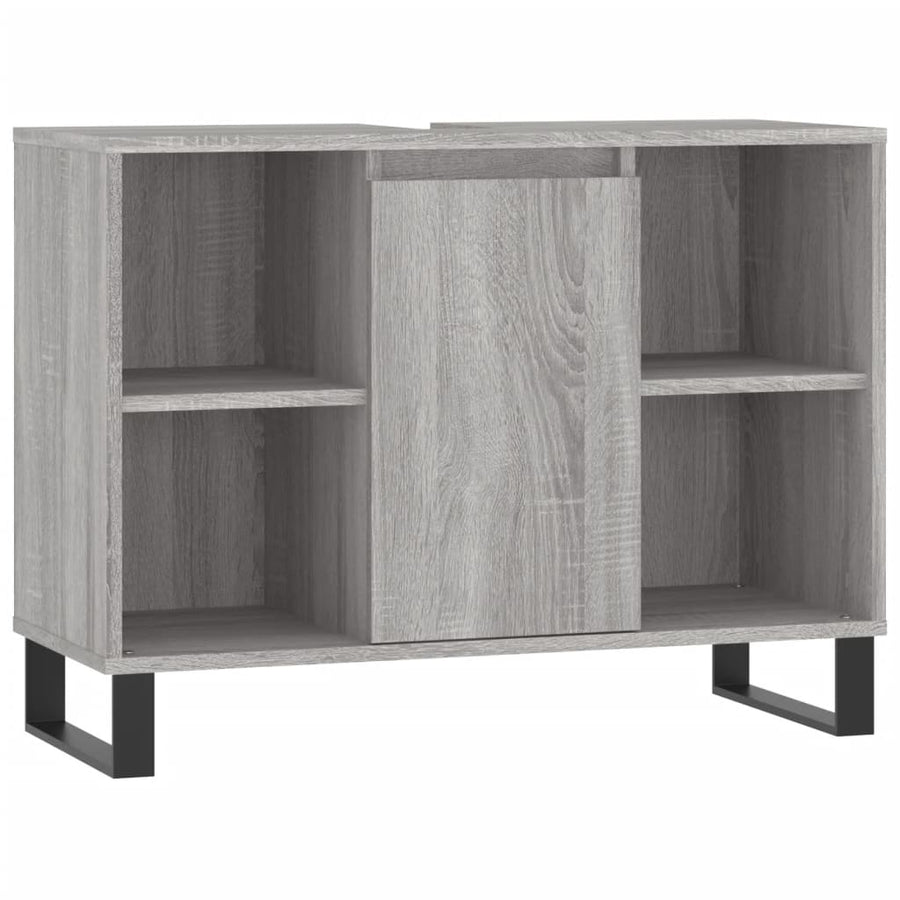 Badkamerkast 80X33X60 Cm Bewerkt Hout Eikenkleurig Grijs sonoma
