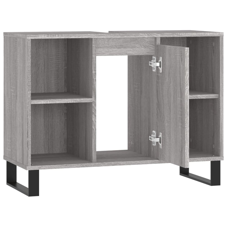 Badkamerkast 80X33X60 Cm Bewerkt Hout Eikenkleurig Grijs sonoma