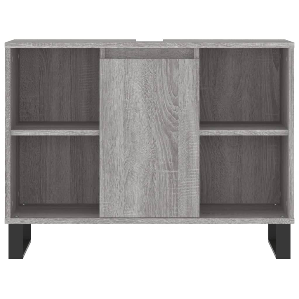 Badkamerkast 80X33X60 Cm Bewerkt Hout Eikenkleurig Grijs sonoma