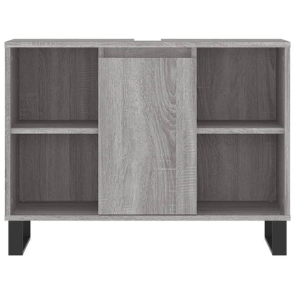 Badkamerkast 80X33X60 Cm Bewerkt Hout Eikenkleurig Grijs sonoma