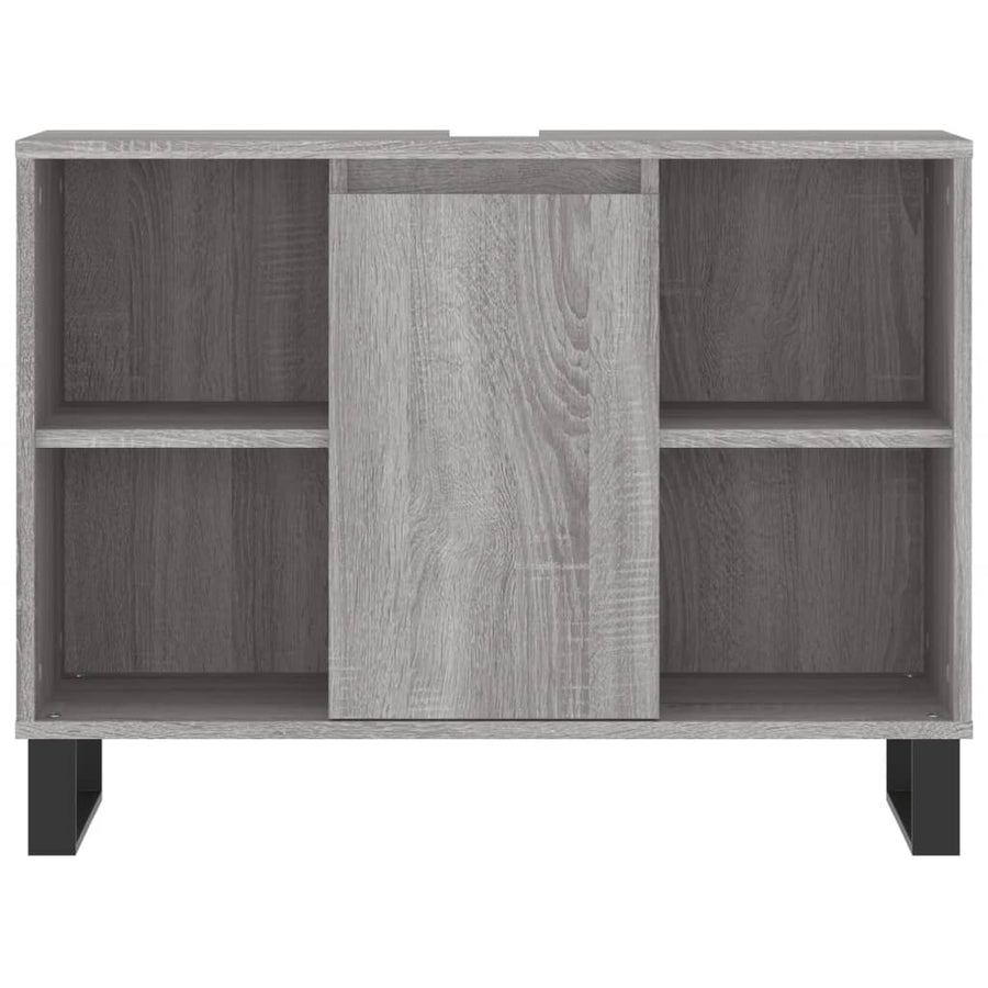 Badkamerkast 80X33X60 Cm Bewerkt Hout Eikenkleurig Grijs sonoma