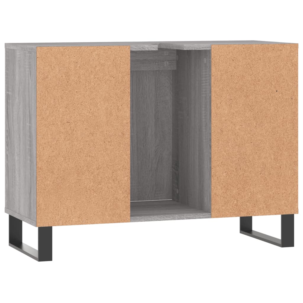 Badkamerkast 80X33X60 Cm Bewerkt Hout Eikenkleurig Grijs sonoma