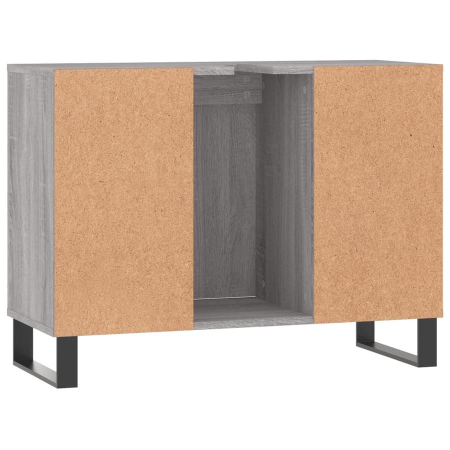 Badkamerkast 80X33X60 Cm Bewerkt Hout Eikenkleurig Grijs sonoma