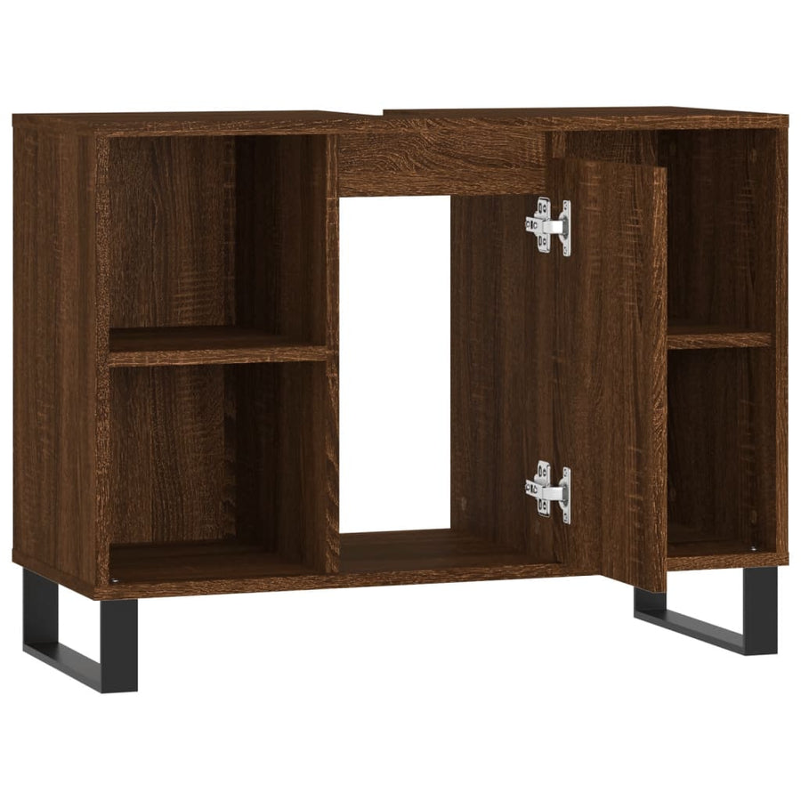 Badkamerkast 80X33X60 Cm Bewerkt Hout bruin eikenkleur
