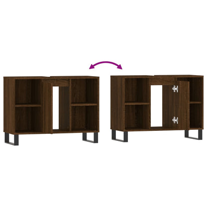 Badkamerkast 80X33X60 Cm Bewerkt Hout bruin eikenkleur