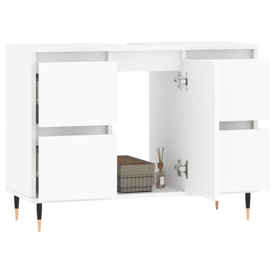 Badkamerkast 80X33X60 Cm Bewerkt Hout Wit