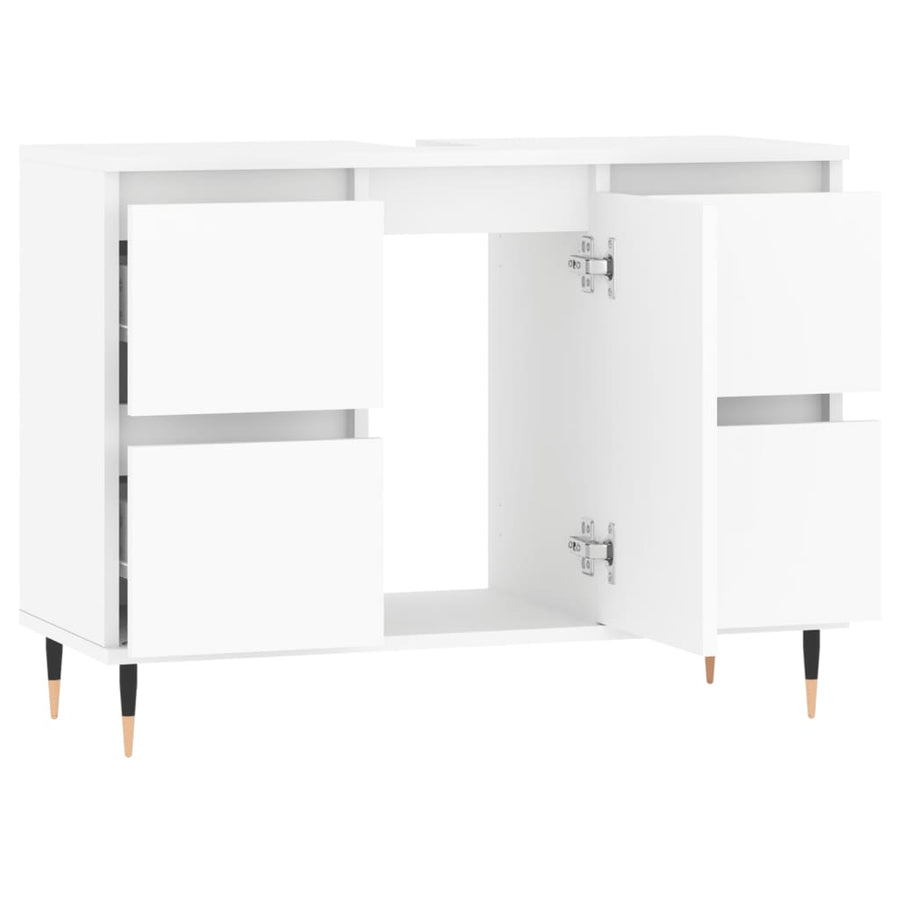 Badkamerkast 80X33X60 Cm Bewerkt Hout Wit