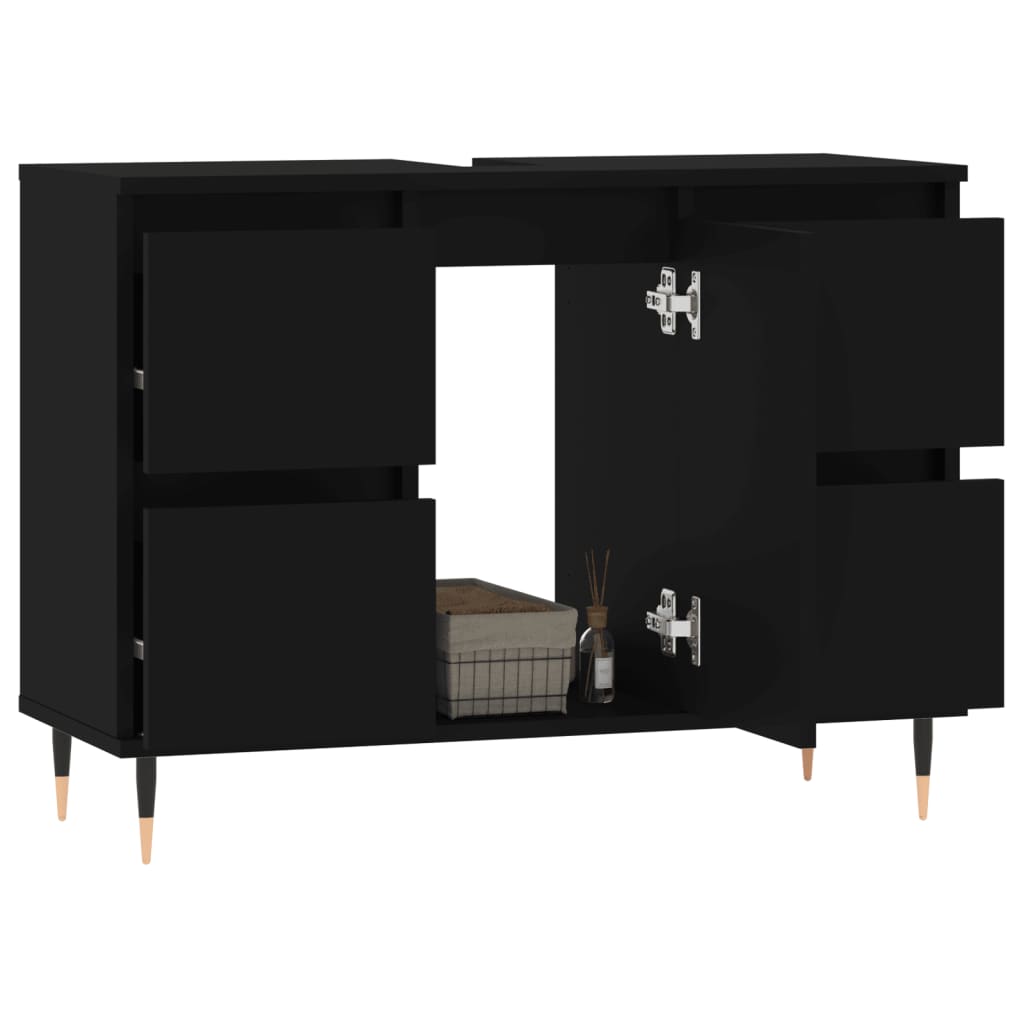 Badkamerkast 80X33X60 Cm Bewerkt Hout Zwart