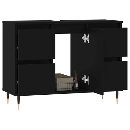 Badkamerkast 80X33X60 Cm Bewerkt Hout Zwart