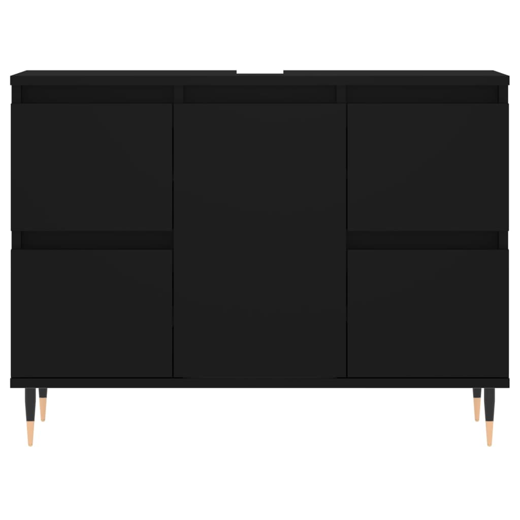 Badkamerkast 80X33X60 Cm Bewerkt Hout Zwart