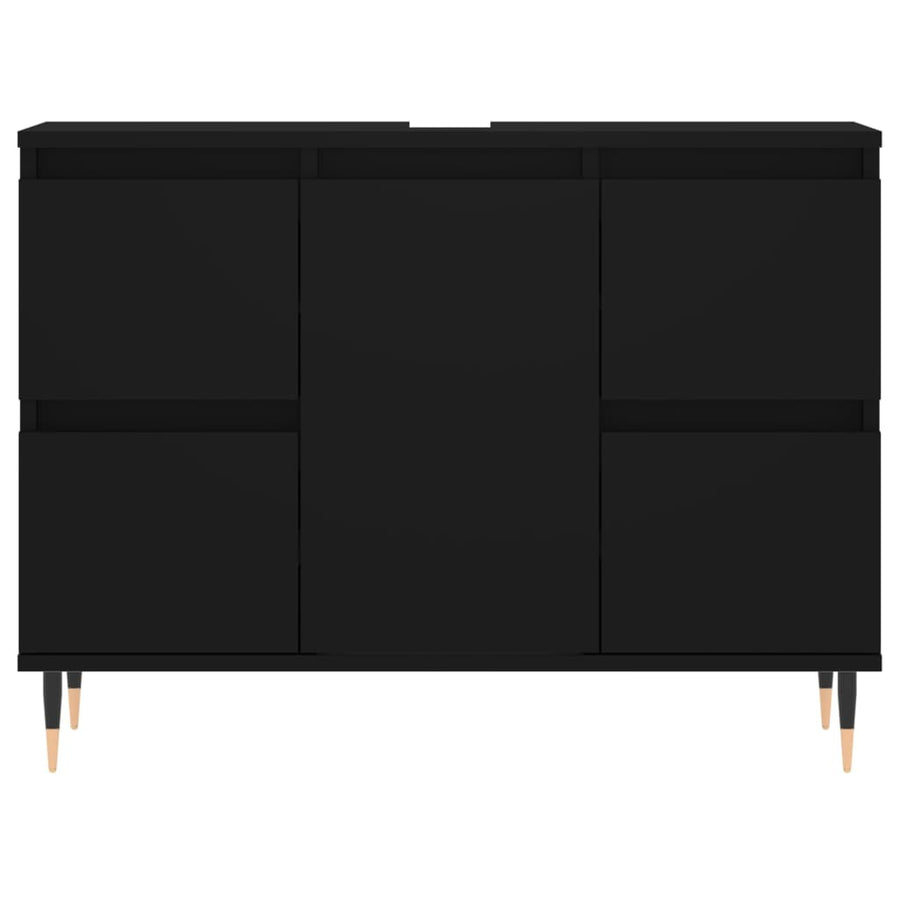 Badkamerkast 80X33X60 Cm Bewerkt Hout Zwart
