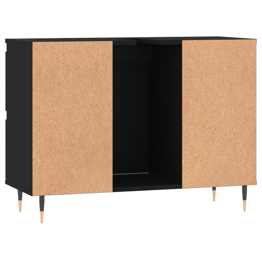 Badkamerkast 80X33X60 Cm Bewerkt Hout Zwart