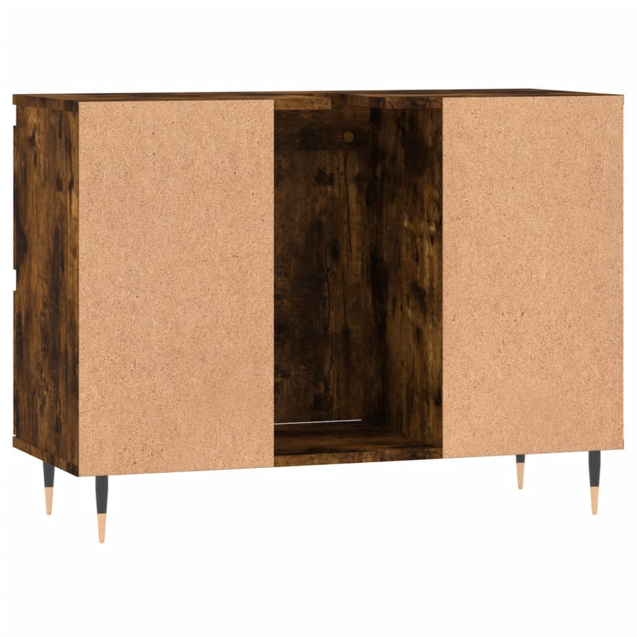 Badkamerkast 80X33X60 Cm Bewerkt Hout Kleurig Gerookt eiken